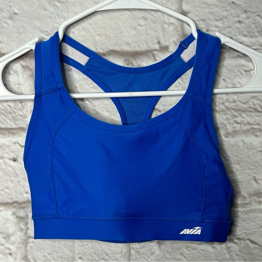 Avia Racer Back Athletic Blue Sports Bra Size Small